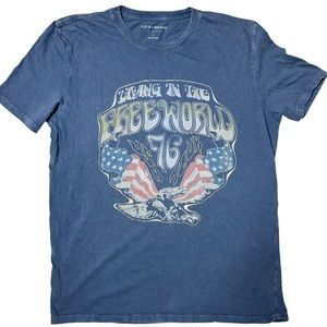 Lucky Brand Living In The Free World USA Tour 76 Graphic T-Shirt Blue Men’s L